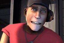 a cartoon character wearing headphones looks surprised