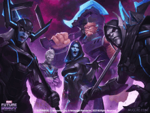 a painting of a group of superheros with the words marvel future fight at the bottom