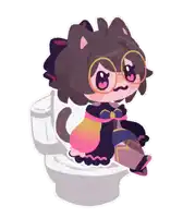 a cartoon of a girl sitting on a toilet