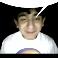 a boy with a speech bubble coming out of his mouth