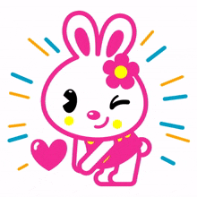 rabbit positive heart cute winking