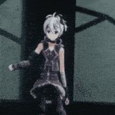 a cartoon character is standing in a dark room .
