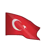 a red flag with a white crescent moon and a white star