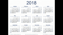 a calendar for the year 2018 with a picture of a fireworks display
