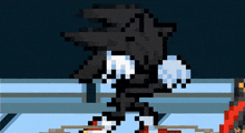 a pixel art of sonic the hedgehog standing on a ledge