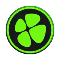 a green and black circle with a clover in the middle .