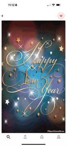 a phone screen shows a happy new year card