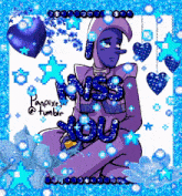 a pixel art of a man with the words " miss you " written on it