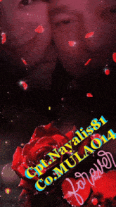a picture of a man and a woman with a red rose and the word forever