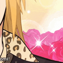 a cartoon drawing of a girl with the word omi in the lower right corner