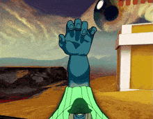 a cartoon drawing of a hand reaching out towards another hand