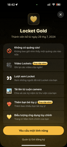 a screenshot of a locket gold app on a smartphone