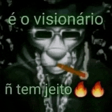 a man in a mask is smoking a cigarette and has a flame in his mouth .