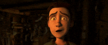 a close up of a cartoon character with his mouth open
