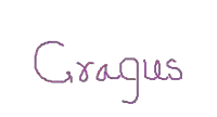 a pixel art drawing of the word craques in purple