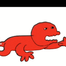 a cartoon of a red monster with a big mouth and teeth .