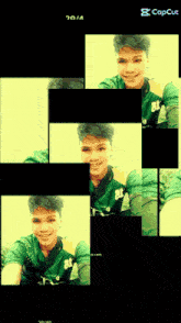 a young man in a green shirt with the number 81 on the front