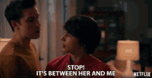Stop Its Between Her And Me GIF - Stop Its Between Her And Me Carson Rowland GIFs