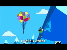 adventure time i got his wallet finn balloons