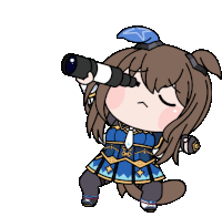 a cartoon of a girl looking through a telescope with her eyes closed