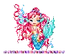 a pixel art drawing of a mermaid with pink hair and blue wings .