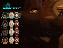 a person playing a game with round 1 results