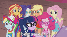 a group of cartoon girls are standing next to each other with the words bastardas gc in the corner