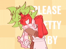 a cartoon character with green hair is giving a thumbs up sign