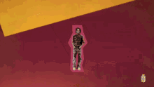 a cartoon of a man standing in front of a can of lychee