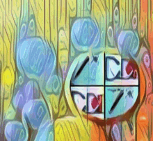 a colorful painting with the letters ccd on it