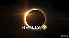 a netflix ad shows a partial eclipse and says " really "