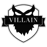 a black and white emblem with the word villain on it
