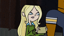 a cartoon character holding a piece of paper