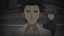 a man with a beard is pointing at a girl