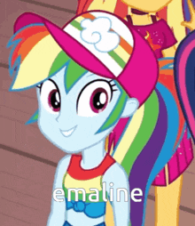 rainbow dash from my little pony equestria girls wearing a hat and bikini