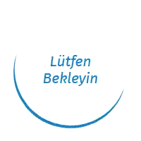 a blue circle with the words lütfen bekleyin in white letters