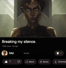 a picture of a woman with the words breaking my silence on it
