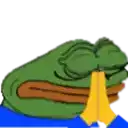 a green frog with a yellow nose is laying on a blue surface .
