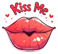 a cartoon drawing of a woman 's lips with the words " kiss me " above them