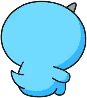 a cartoon drawing of a blue bird 's tail