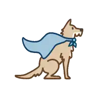 a cartoon drawing of a dog wearing a cape .