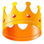 a golden crown with red stones on it on a white background .