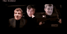 a video of three men in a car is being played on a black screen