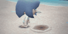 a computer generated image of a person with a blue hat on