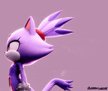 a purple cat with a red eye is standing in front of a purple background that says adevahedge