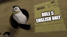 rule5 english only kowalski slaping pointing finger