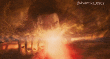 a picture of a man with a red light coming out of his fist with the hashtag avantika_0902