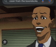 coon from the boondocks is shown on a screen