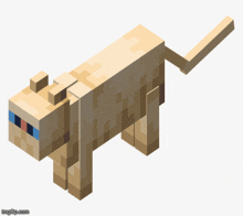a minecraft cat with green eyes is sitting on a white background .