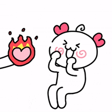 white heart ear heart on fire happy white heart ear heart on fire happy